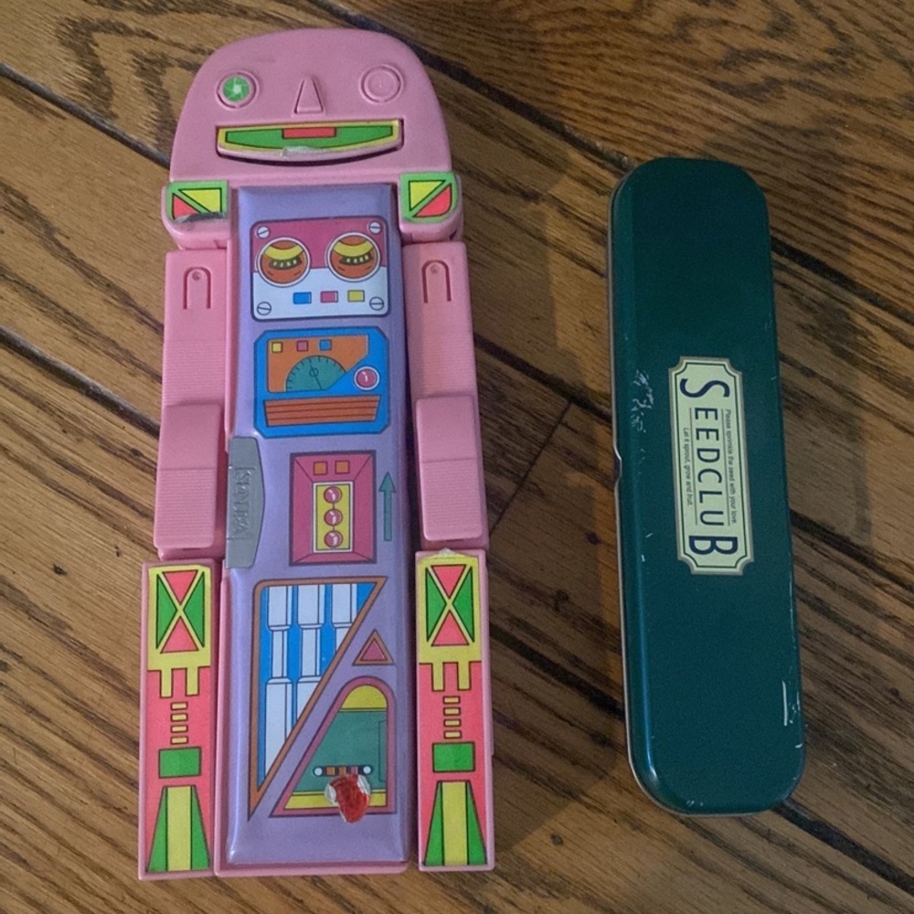 Vintage retro robot and seedclub pencil cases (2)
